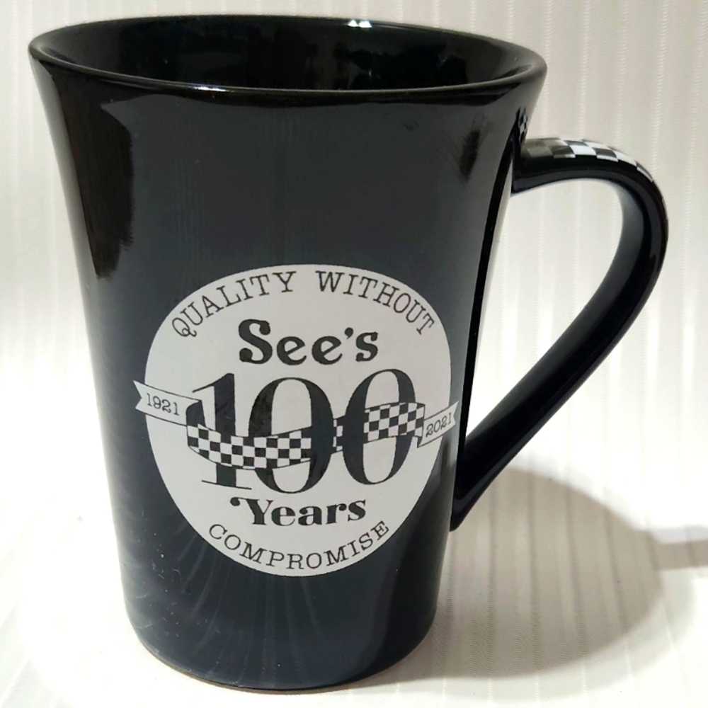 See's Candies 100th Anniversary  "Quality Without Compromise" Tall, Latte Mug